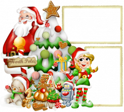 Transparent Christmas PNG Photo Frame with Elf and Santa Claus ...