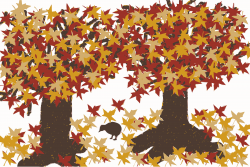 Clipart - Autumn Trees with a Bird