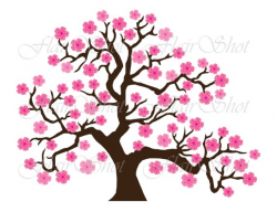 Digital Clip Art, Pink Cherry Blossom Tree Clipart, Bonsai ...