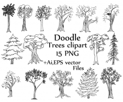 Doodle Trees clipart: 