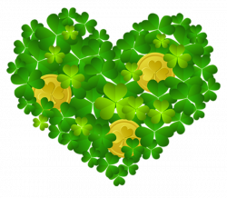 St Patricks Shamrock Heart with Coins PNG Clipart | St Patrik day ...