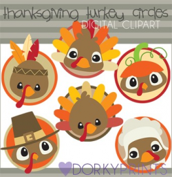 Thanksgiving Turkey Circles Digital Clip Art