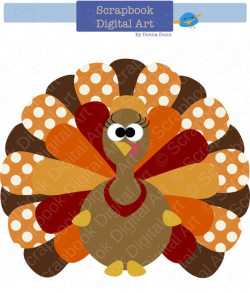 Colorful Turkey Digital Clip Art, Thanksgiving Turkey, Turkey Clip Art.  Pavo Clip Art.