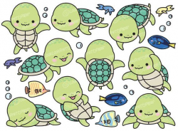 Premium Vector Clipart - Kawaii Turtle - Cute Turtle Clipart ...