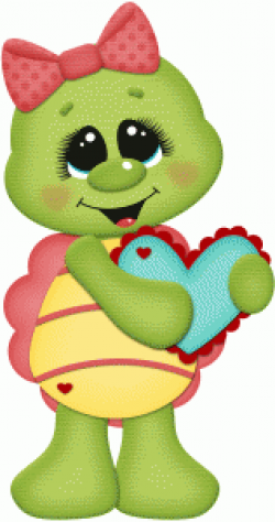 Valentine turtle holding heart | Digital Stamps | Valentines ...