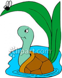 Cartoon Turtle In Water - Royalty Free Clipart Picture