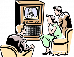 Family Watches TV Television - Vector Image