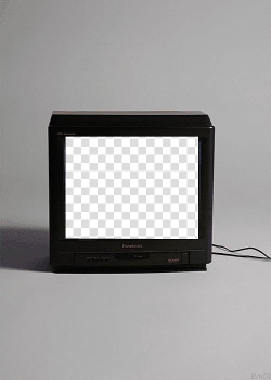 RNDOM, black Panasonic CRT TV on white surface transparent ...
