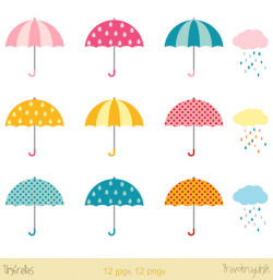 Umbrellas clipart clip art, Rainy clouds clipart, Rainy day ...