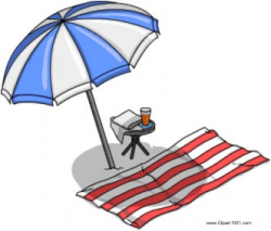 Beach Towel Clip Art with Umbrella - Clipart1001 - Free Cliparts