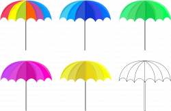 Clipart - Multicolored Umbrellas
