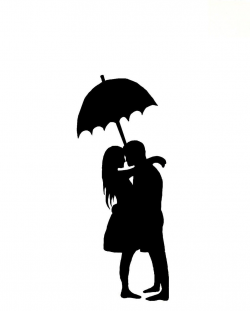 Printable Kissing Under Umbrella Silhouette | Man and woman ...