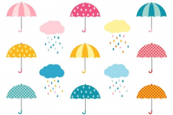 Colorful umbrella clipart, Cute weather clip art, Rain ...