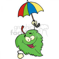 3387-Happy-Green-Leaf-With-Umbrella clipart. Royalty-free clipart # 380987