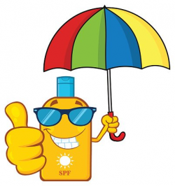 Happy Bottle Sun Cream Holding A Umbrella premium clipart ...