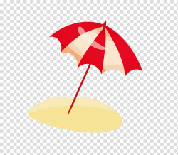 Red and brown umbrella illustration, Cartoon Beach , Parasol ...