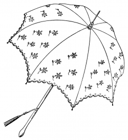 vintage parasol clipart, black and white graphics, umbrella ...