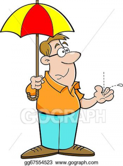 EPS Illustration - Cartoon man holding an umbrella. Vector ...