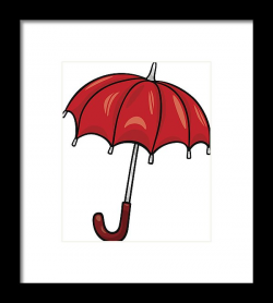 Umbrella Clip Art Cartoon Illustration Framed Print