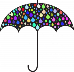Clipart - Prismatic Rain Drops Umbrella Silhouette