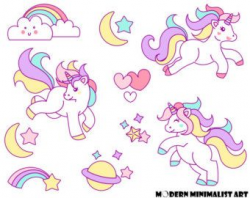 Rainbow Unicorn Clipart/ Cute Unicorn and Rainbow clipart ...