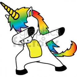 cartoon unicorn doing the dab clipart. Royalty-free clipart # 407762