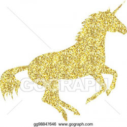 Vector Stock - Gold unicorn mythical horse. Clipart ...