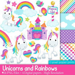 Unicorns and Rainbows - Unicorn Clipart Rainbow Clip Art