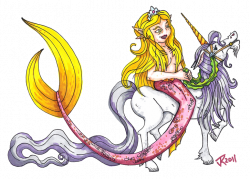 Mermaid riding a Unicorn by VampirateMace on DeviantArt
