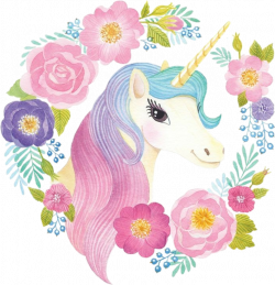 spring unicorn cute watercolor colorful flowercrown flo...