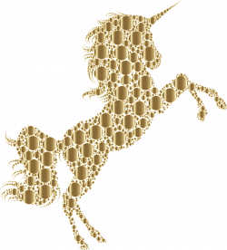 Clipart - Gold Unicorn Silhouette 2 Circles No Background