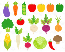 Vegetables Clipart, Veggies Clip Art, Carrot Cabbage Radish ...
