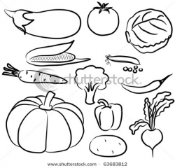 Clip Art Outline With Vegetables Clipart 1 For Black And ...