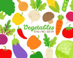 Vegetables Clipart, Veggies Clip Art, Carrot Cabbage Radish ...
