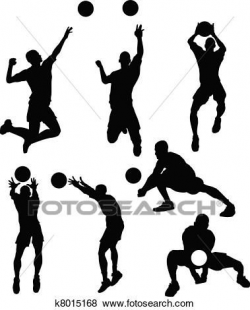 Volleyball Male Silhouettes in Athl Clip Art | Party ideas ...