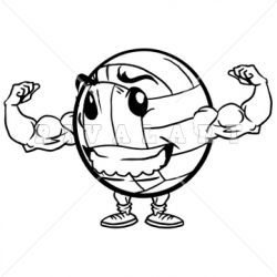 Sports Clipart Image of Black White Volleyball With Muscles ...