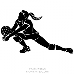 Volleyball Dig Girl | SVG Files | Volleyball drawing ...
