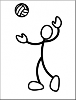 Clip Art: Stick Guy Volleyball Serve B&W I abcteach.com ...