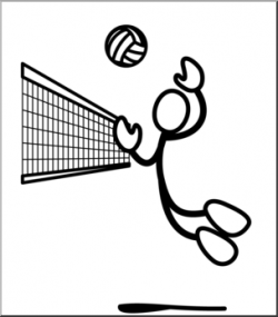 Clip Art: Stick Guy Volleyball Hit B&W I abcteach.com | abcteach