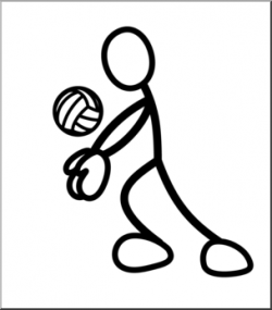 Clip Art: Stick Guy Volleyball Pass B&W I abcteach.com ...