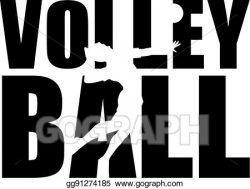 Vector Art - Volleyball word with player. Clipart Drawing ...
