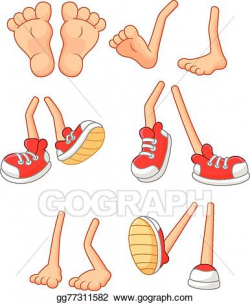 Vector Clipart - Cartoon walking feet on stick legs . Vector ...