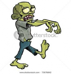 Clip Art Image: A Stiff Zombie Walking with His Arms Out ...