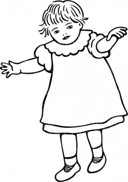Black & White Line Drawing of a Toddler Walking Prawny Clip ...