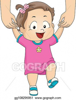 Vector Stock - Kid toddler girl walk assist illustration ...