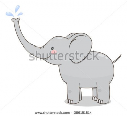 Cute cartoon baby elephant spraying water from his nose ...