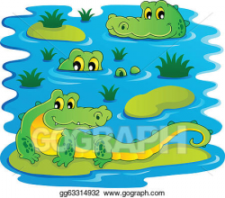 Vector Clipart - Image with crocodile theme 1. Vector ...