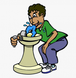 Drawing Of Boy Bending Over To Drink From A Water Fountain ...