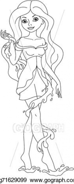 EPS Vector - Water fairy coloring page. Stock Clipart ...