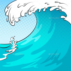 Ocean wave color bakground pop art retro vector illustration ...